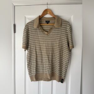 Todd Snyder Linen-Cotton Striped Montauk Sweater Polo size medium